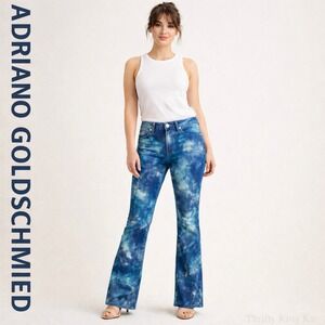 AG Adriano Goldschmied The Mari High Rise Straight Tie Dye Night Rain Blue 29R